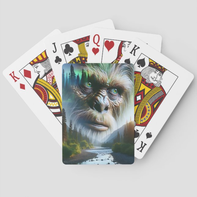 Bigfoot, Mountains, River and Forest Playing Cards (Back)
