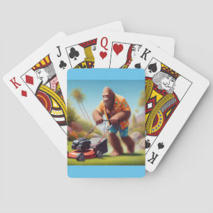 Bigfoot Mowing Playing Cards
