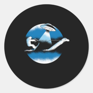 Bigfoot Nessie Loch Ness Monster UFO Alien Surfing Classic Round Sticker