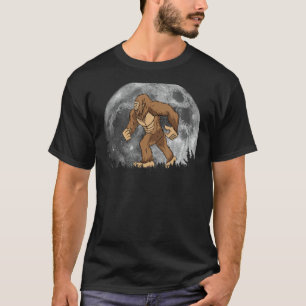 Bigfoot Night Stroll Cool Full Moon Pine Trees Sas T-Shirt