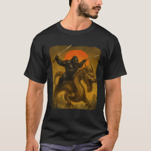 Bigfoot Ninja Ride Dragon Japanese Samurai Ukiyo-E T-Shirt