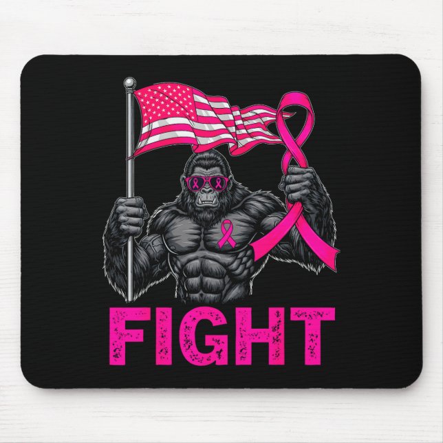 Bigfoot Nk Ribbon Fight Breast Cancer Awareness Me Mouse Pad (Front)
