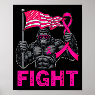 Bigfoot Nk Ribbon Fight Breast Cancer Awareness Me Poster