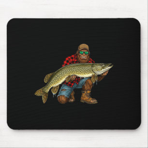 Bigfoot Northern Pike Fishing Trophy Funny Mouse Pad