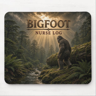 Bigfoot Nurse Log Dark Realism Mouse Pad