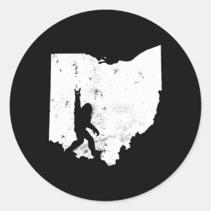 Bigfoot Ohio State Map Sasquatch Men Women Gift Classic Round Sticker