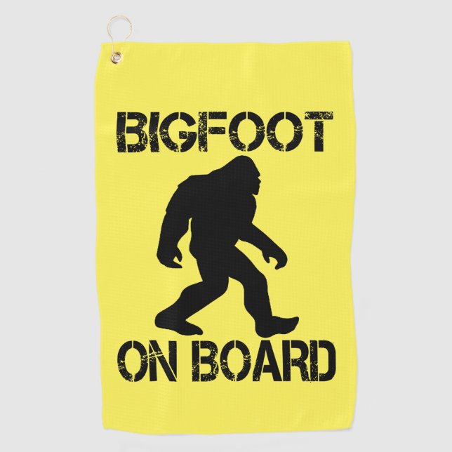 Bigfoot on Board - Funny Bigfoot      Golf Towel (Front)
