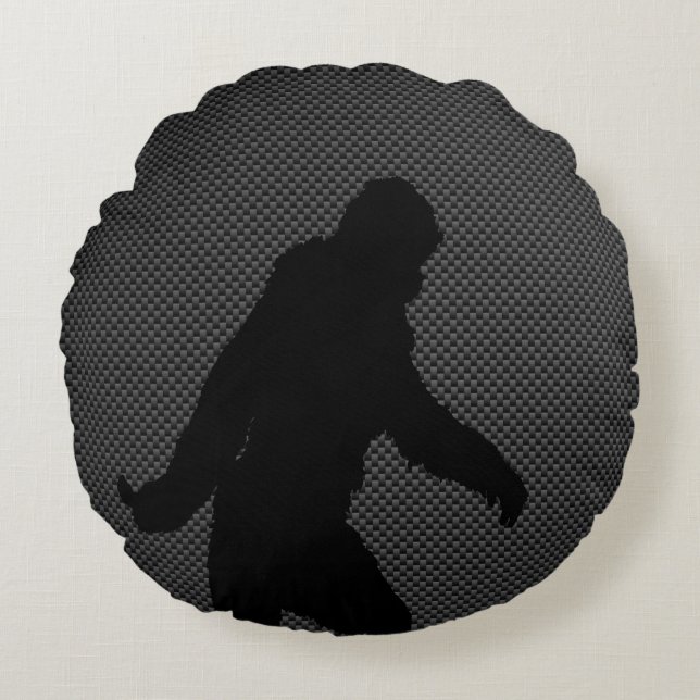 Bigfoot on Carbon Fiber Print Round Cushion (Front)