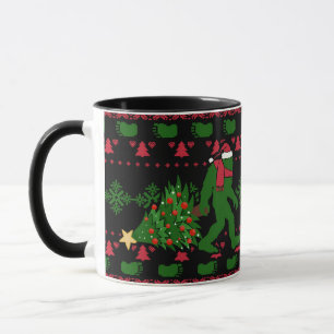 Bigfoot on knit background mug