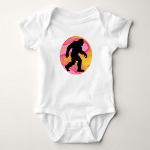 Bigfoot on Pink and Yellow Baby Bodysuit