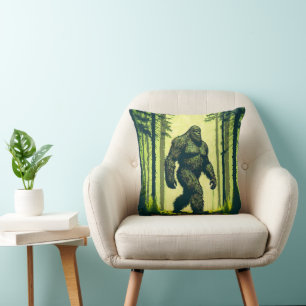 Bigfoot Out For A Forest Walk Sasquatch Cushion