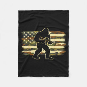 Bigfoot owner camo us american flag sasquatch  fleece blanket