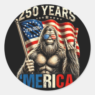 Bigfoot Patriotic 250 Years Of Dom Aamerican Usa Classic Round Sticker