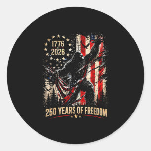 Bigfoot patriotic 250 years of freedom american classic round sticker