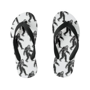Bigfoot Pattern Black White Sasquatch Monster Kid's Thongs