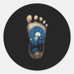 Bigfoot paw print camping mountain sasquatch classic round sticker