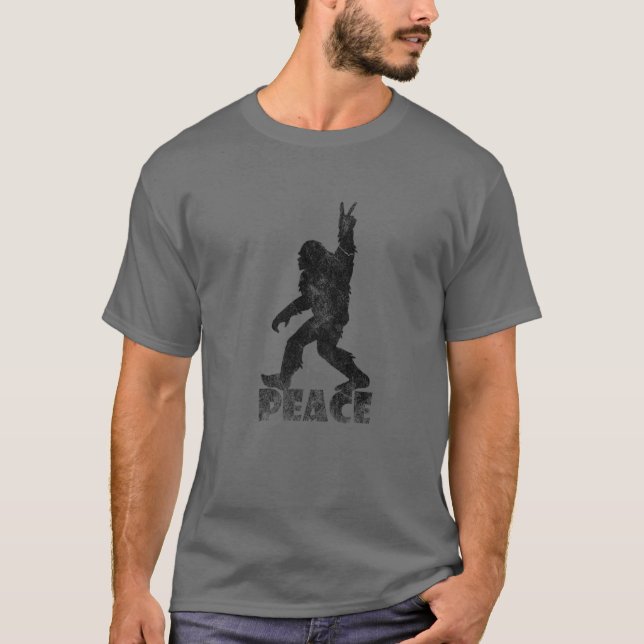 Bigfoot Peace For Sasquatch And Yeti Followers Dis T-Shirt (Front)