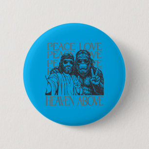 Bigfoot Peace Love Heaven Above Retro Jesus 6 Cm Round Badge