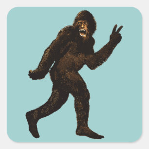 Bigfoot Peace Sign Square Sticker