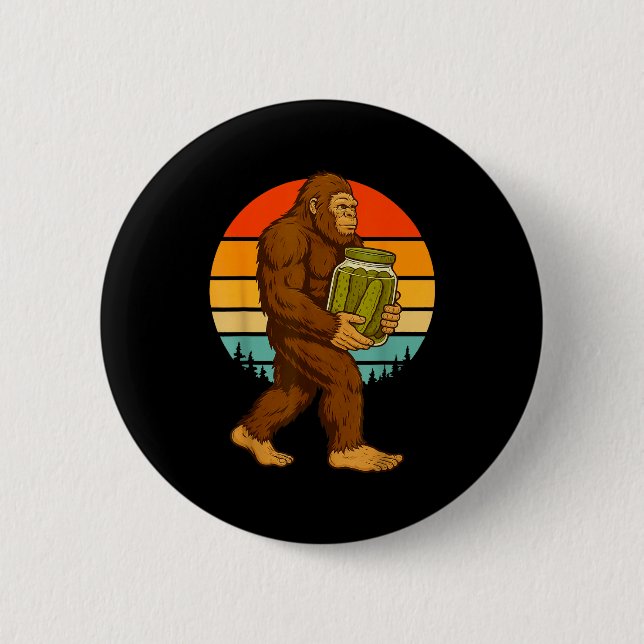 Bigfoot pickles  6 cm round badge (Front)