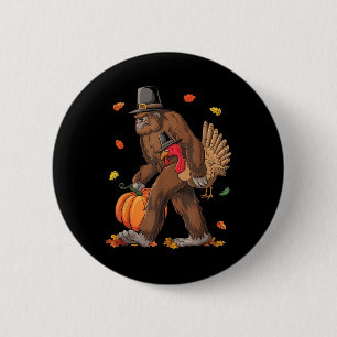 Bigfoot Pilgrim Turkey Pumpkin Thanksgiving Boys K 6 Cm Round Badge