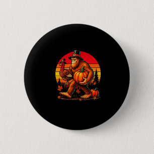 Bigfoot Pilgrim Turkey Pumpkin Thanksgiving Day Bo 6 Cm Round Badge