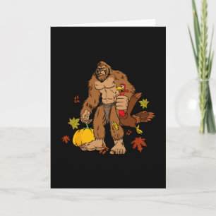 Bigfoot Pilgrim Turkey Pumpkin Thanksgiving Day Bo Card