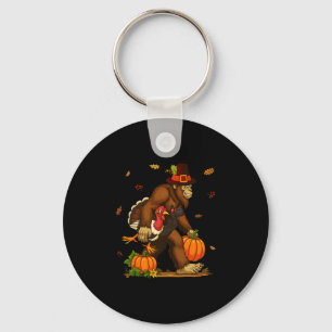 Bigfoot Pilgrim Turkey Pumpkin Thanksgiving Day Bo Key Ring