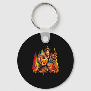 Bigfoot Pilgrim Turkey Pumpkin Thanksgiving Day Bo Key Ring