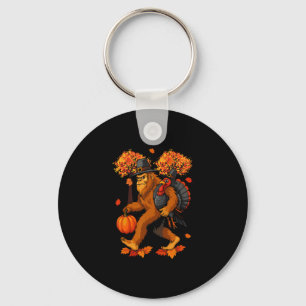 Bigfoot Pilgrim Turkey Pumpkin Thanksgiving Day Bo Key Ring