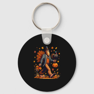Bigfoot Pilgrim Turkey Pumpkin Thanksgiving Day Bo Key Ring