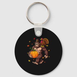 Bigfoot Pilgrim Turkey Pumpkin Thanksgiving Day Bo Key Ring