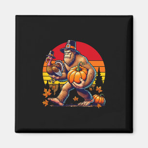 Bigfoot Pilgrim Turkey Pumpkin Thanksgiving Day Bo Magnet