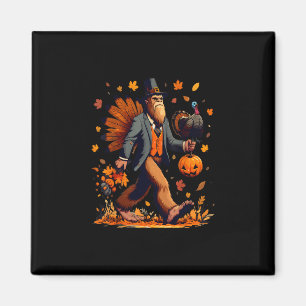 Bigfoot Pilgrim Turkey Pumpkin Thanksgiving Day Bo Magnet