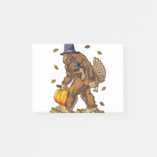 Bigfoot Pilgrim Turkey Pumpkin Thanksgiving Day Bo Post-it Notes