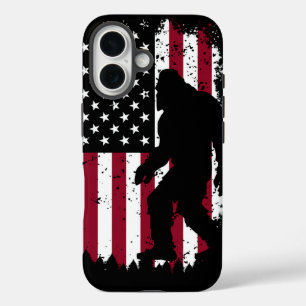 Bigfoot Pine Forest Stars and Stripes Flag iPhone 16 Case