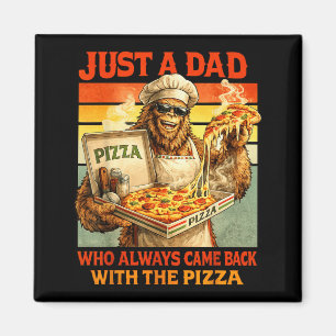 Bigfoot Pizza Funny Sasquatch Dad Retro Magnet