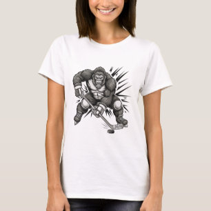 Bigfoot Player Playing Hockey Funny Sasquatch Ice T-Shirt