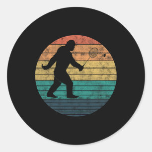 Bigfoot Playing Badminton Shuttle Funny Badminton Classic Round Sticker