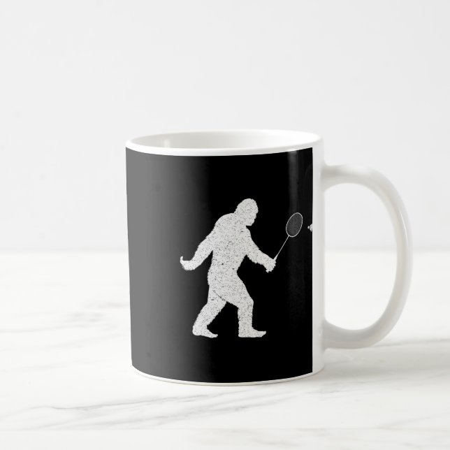 Bigfoot Playing Badminton Shuttle Funny Badminton  Coffee Mug (Right)