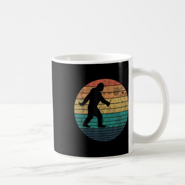 Bigfoot Playing Badminton Shuttle Funny Badminton  Coffee Mug (Right)