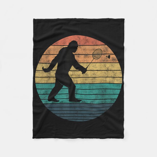 Bigfoot Playing Badminton Shuttle Funny Badminton  Fleece Blanket (Front)