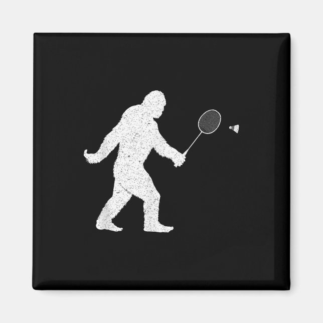 Bigfoot Playing Badminton Shuttle Funny Badminton  Magnet (Front)