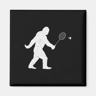 Bigfoot Playing Badminton Shuttle Funny Badminton  Magnet