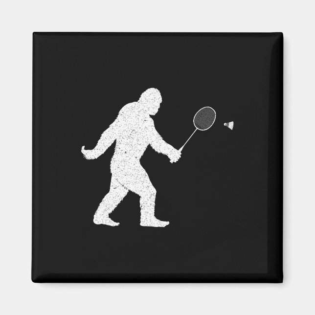 Bigfoot Playing Badminton Shuttle Funny Badminton  Magnet (Front)