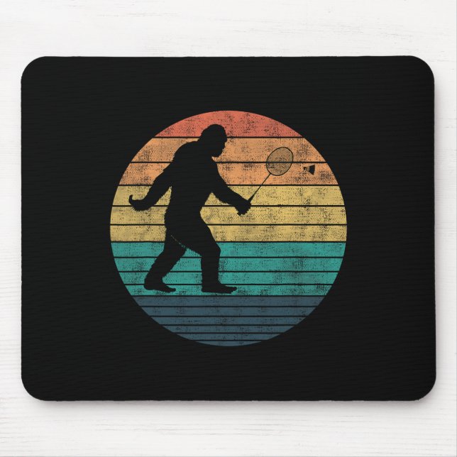 Bigfoot Playing Badminton Shuttle Funny Badminton  Mouse Pad (Front)