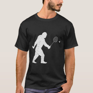 Bigfoot Playing Badminton Shuttle Funny Badminton T-Shirt