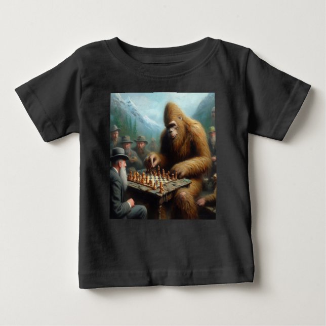 Bigfoot Playing Chess Baby T-Shirt (Front)