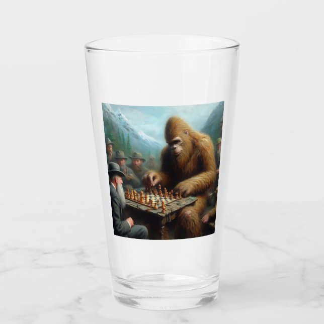 Bigfoot Playing Chess Glass (Front)