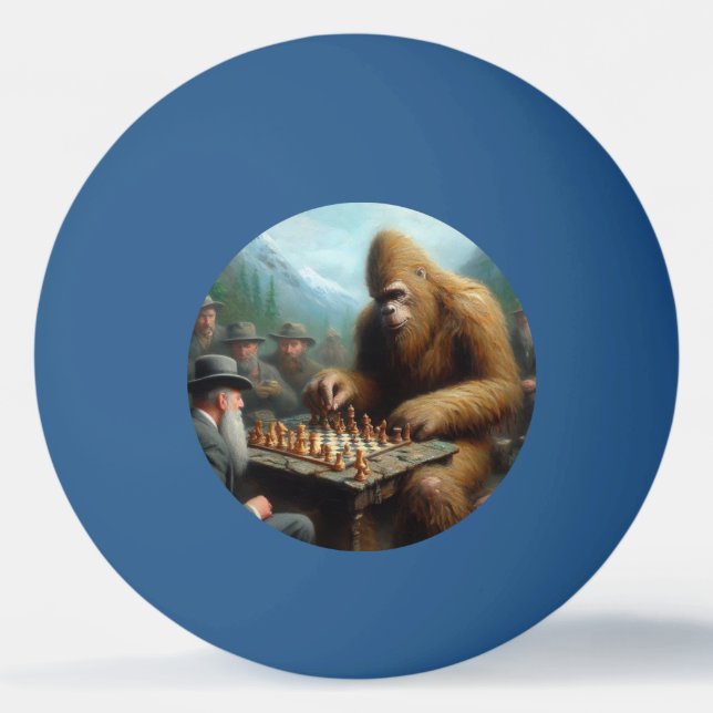 Bigfoot Playing Chess Ping Pong Ball (Front)